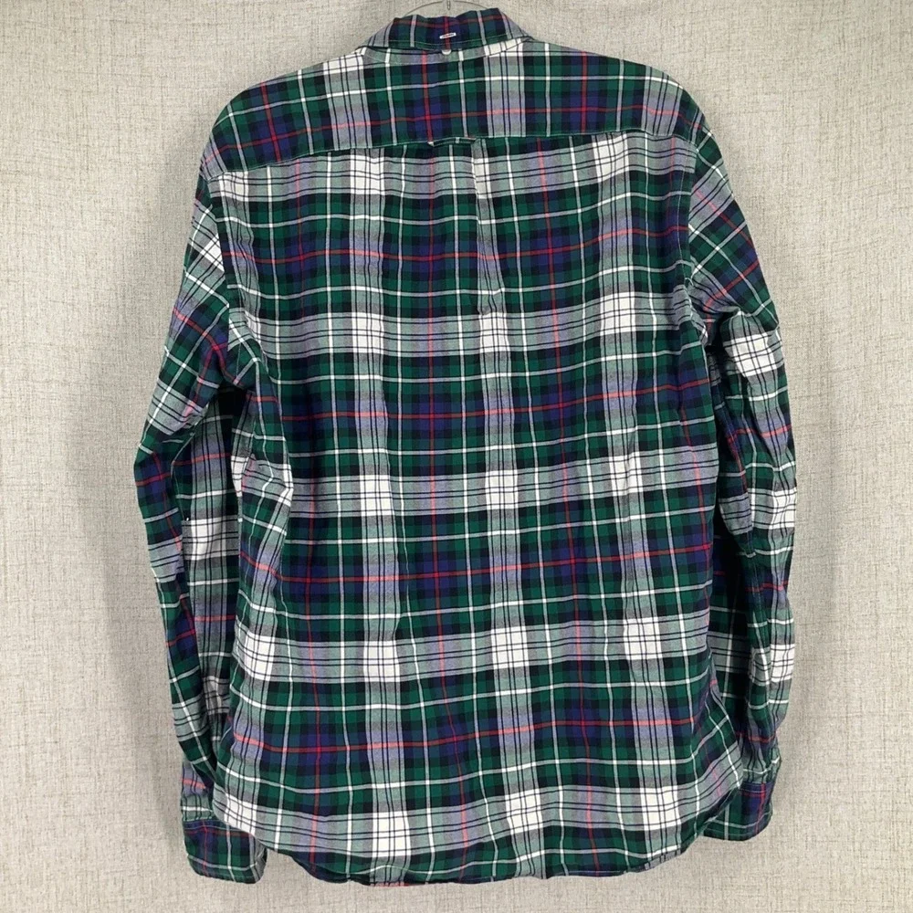 J.Crew Oxford Shirt Mens Sz L Green Cotton Slim Fit Tartan Plaid Button Down - Picture 2 of 8